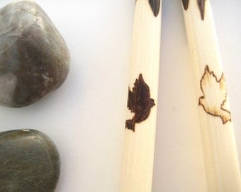Bamboo Engraved Chopsticks Doves Custom Personalized Pyrography Gift Idea
