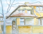 Frank Lloyd Wright house in Buffalo- Darwin D. Martin House Original Watercolor painting Frank Lloyd Wright house in Buffalo- Darwin D. Martin House Original Watercolor painting