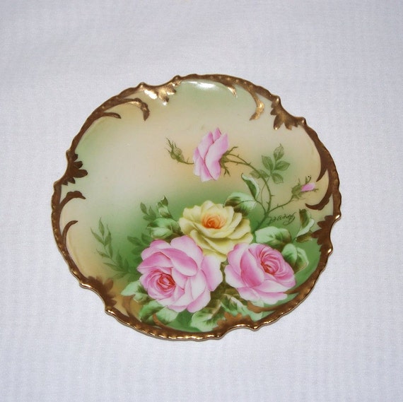 Royal Munich Hand Painted Rose Plate Artist Signed 1816