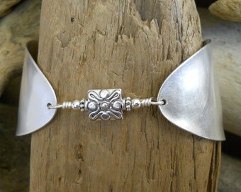 Spoon Cuff Bracelet With Silver Tibetan Bead
