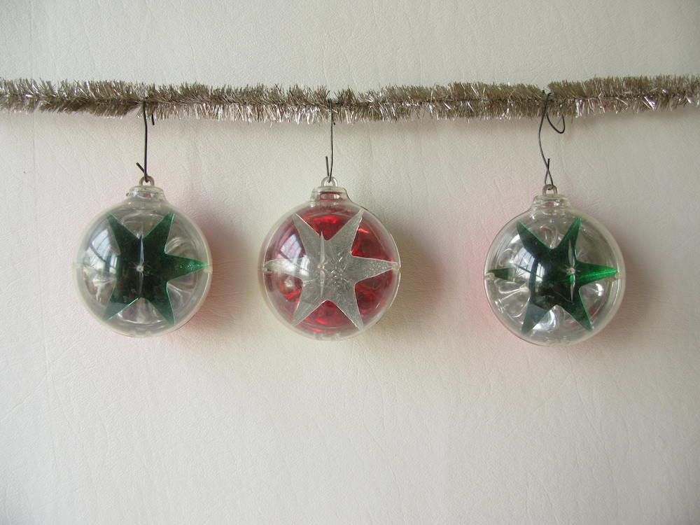 vintage plastic christmas ornaments star red green by passedby vintage plastic christmas ornaments star red green by passedby
