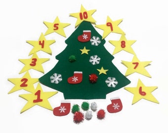 Felt christmas tree for kids, christmas gift for niece, nephew, daughter, son, stocking stuffer for preschool, kindergarten, toddlers gifts.