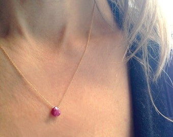 Genuine Ruby Necklace - Real Ruby Necklace - Gold Ruby Necklace - July Birthstone - Minimalist Necklace - Dainty Necklace - 14k Gold Filled