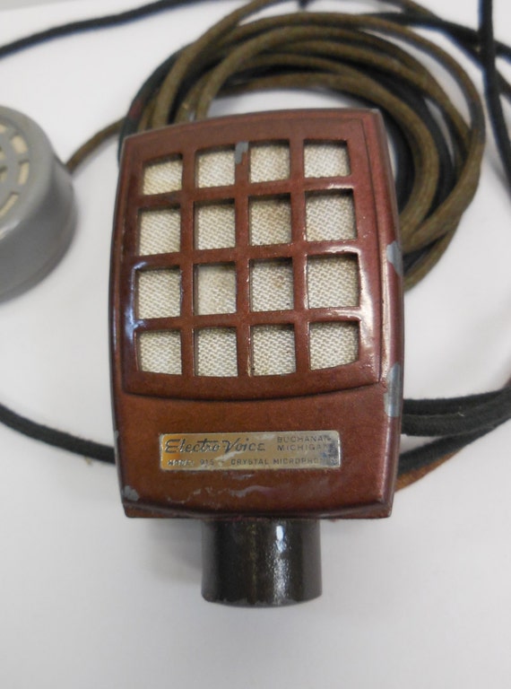 Vintage ElectroVoice Crystal Microphone w/ by SalvageRelics