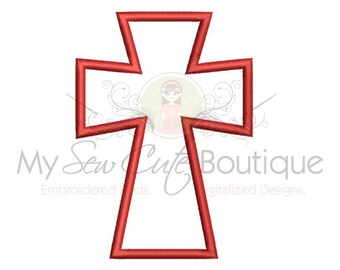 Religious Cross Applique Design Digitized Machine Embroidery Design - 12 Sizes - Instant Download