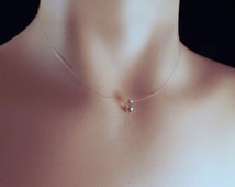 ... Pear Briole tte - Invisible Illusion Necklace- Prom Jewelry