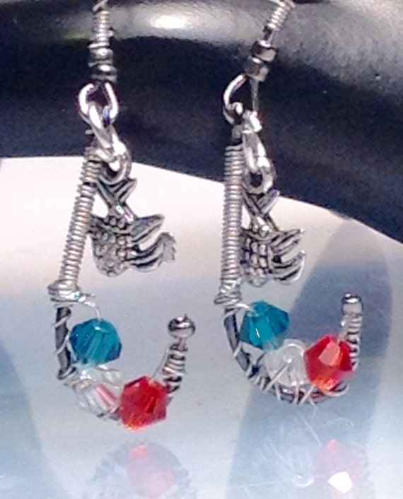 Handmade Fish Hook Earrings Wire Wrapped Real Fishing by icusuezq