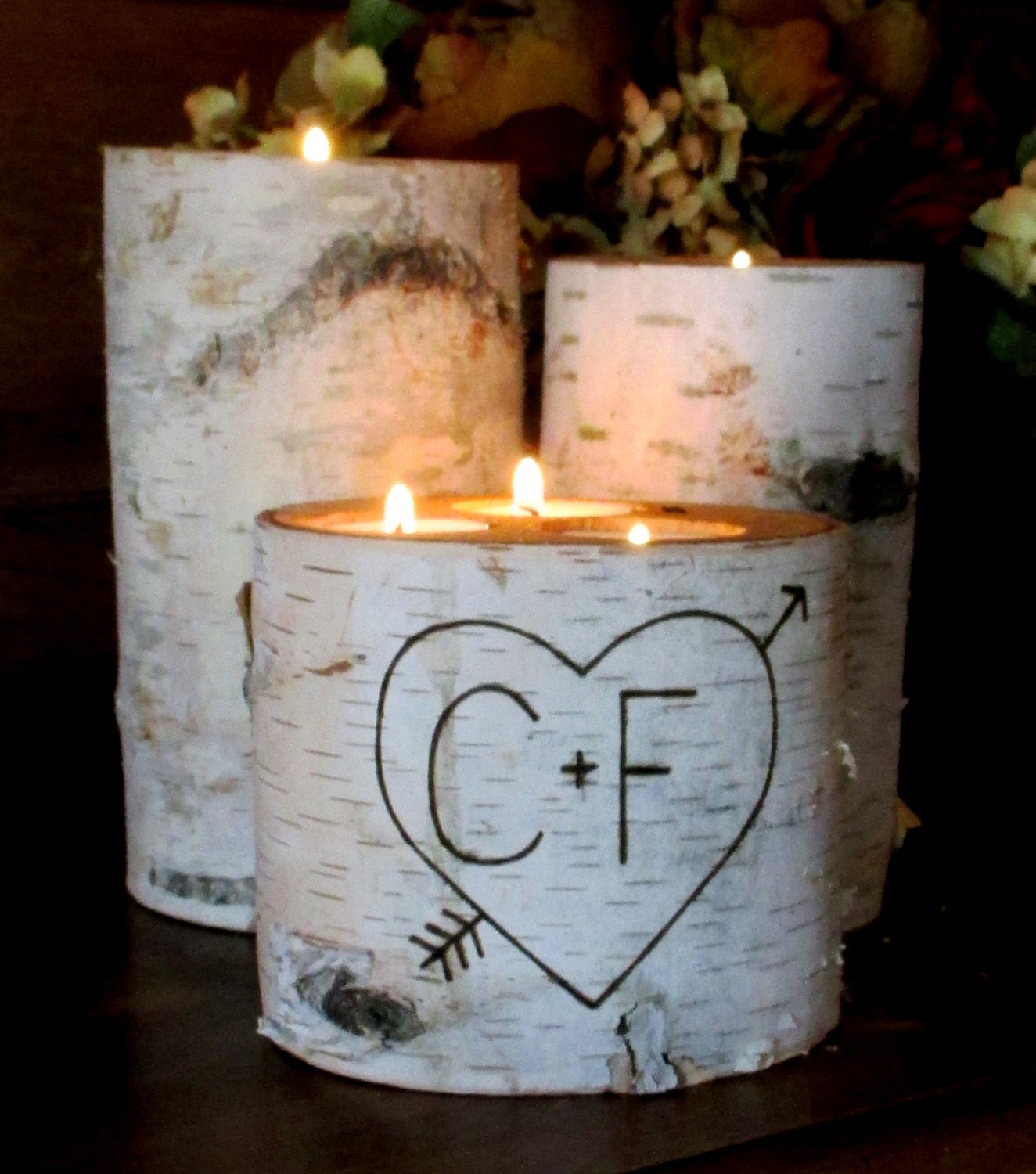 Personalized Birch Candle Holder Tea Light by BirchHouseMarket