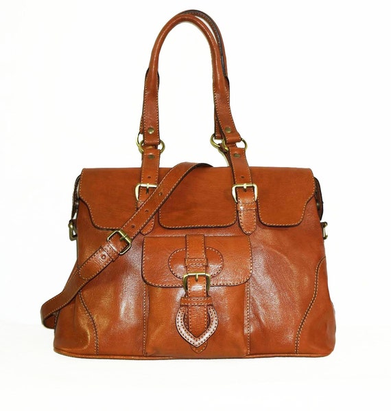 Caramel Leather Tote Handbag Shoulder Cross-body Bag
