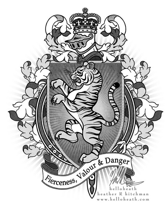 Tiger Coat Of Arms Heraldry Digital Art Print by helloheath