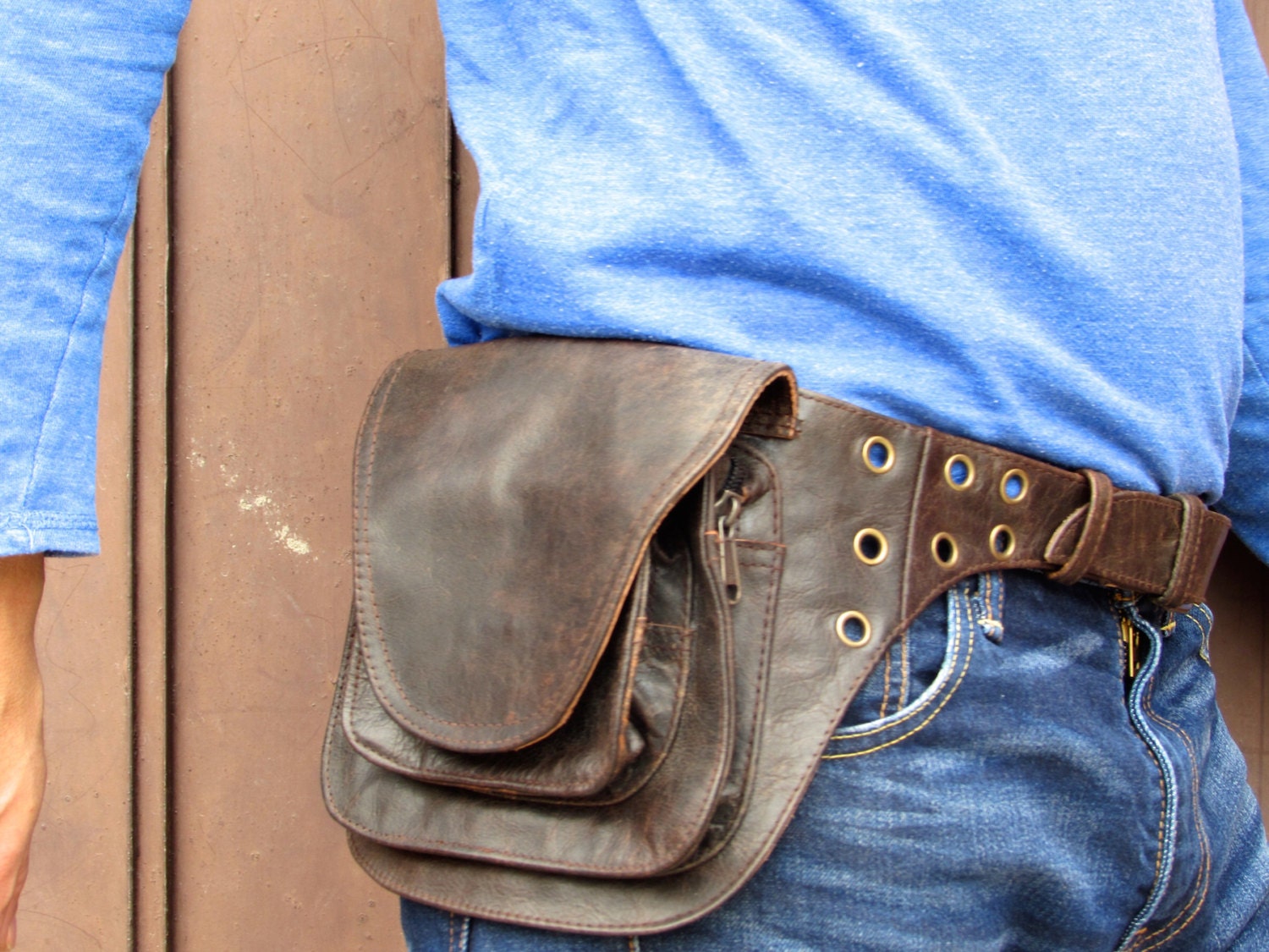 Utility Belt Leather Belt Bag Hip Hunter Belt with by leilamos