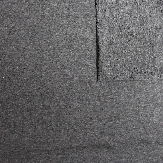 Solid Heather Charcoal Grey French Terry Knit Fabric With