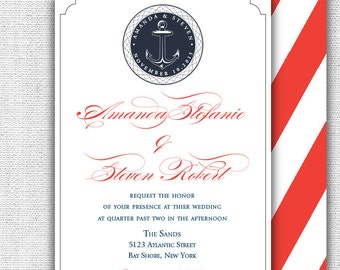 Anchor Wedding Invitation, Nautical Wedding Invitation, Destination Wedding Invitation, Beach Wedding Invitation, Boat Wedding Invitation