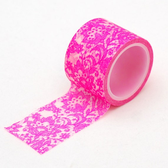Wide washi tape - Pink floral tape - lace tape - Deco tape - Love My Tapes