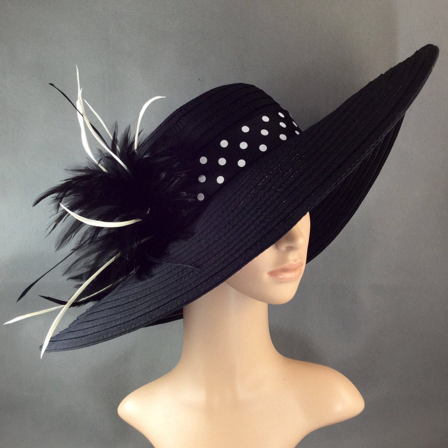 Black Derby HatKentucky Derby Hat with Polka by theoriginaltree