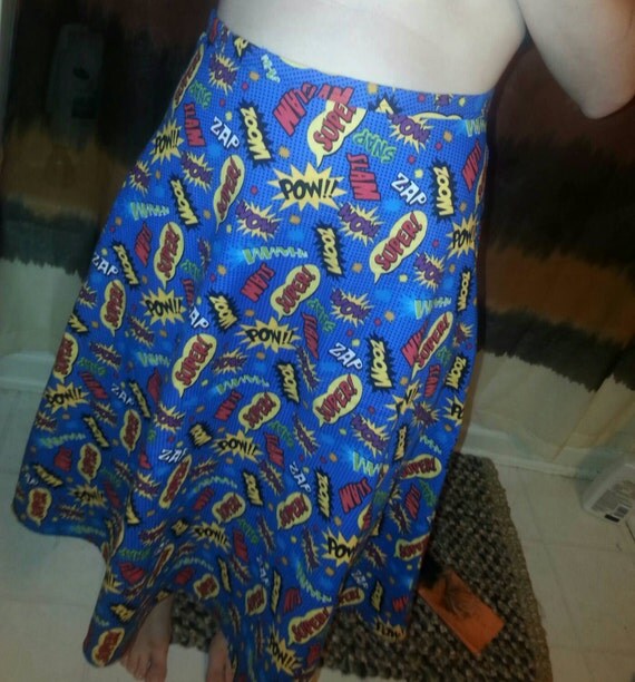 SALE Comic Book print midi length half circle by MoreForMunchkins