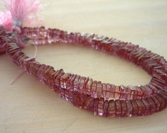 Mystic pink quartz square rondelle beads 4-5mm 1/2 strand