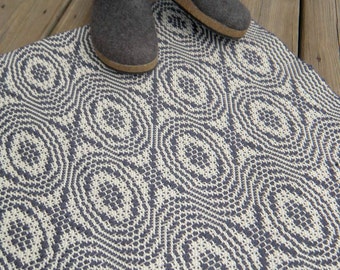 Blue and Cream Wool Area Rug, Woven Wool Floor Rug, Handwoven Wool Rug, Hand Woven Wool Rug, Wool Floor Rug, Hand Loomed Rug, Loomed Rug