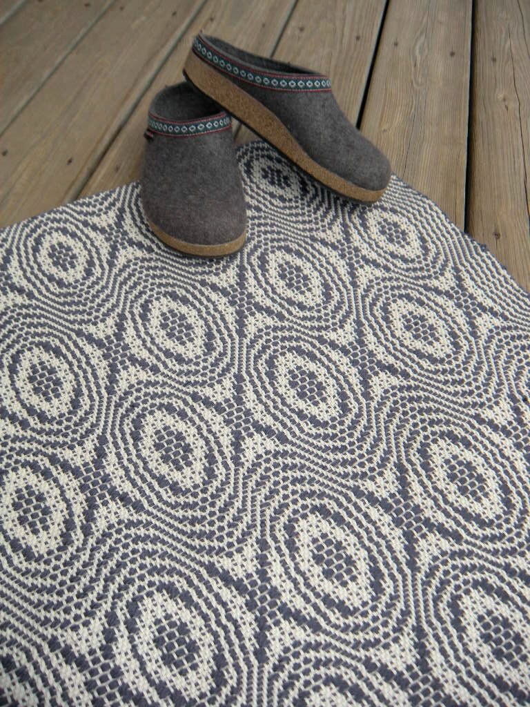 Woven Wool Floor Rug Handwoven Wool Rug Blue and Cream Wool