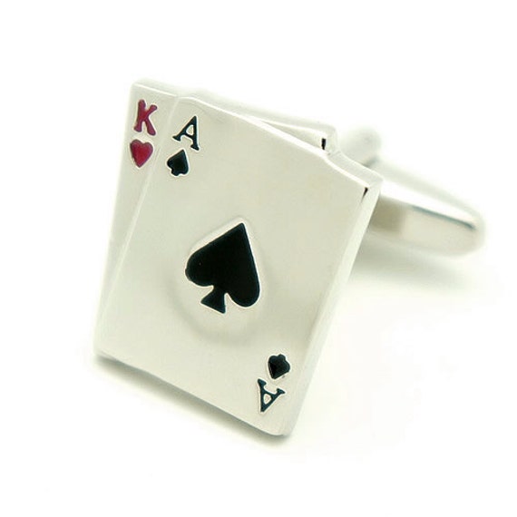 Ace of Spades and King of Hearts Cards Cufflinks by cuffcuff