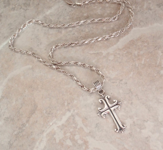 20 inch silver chain with cross Clearance