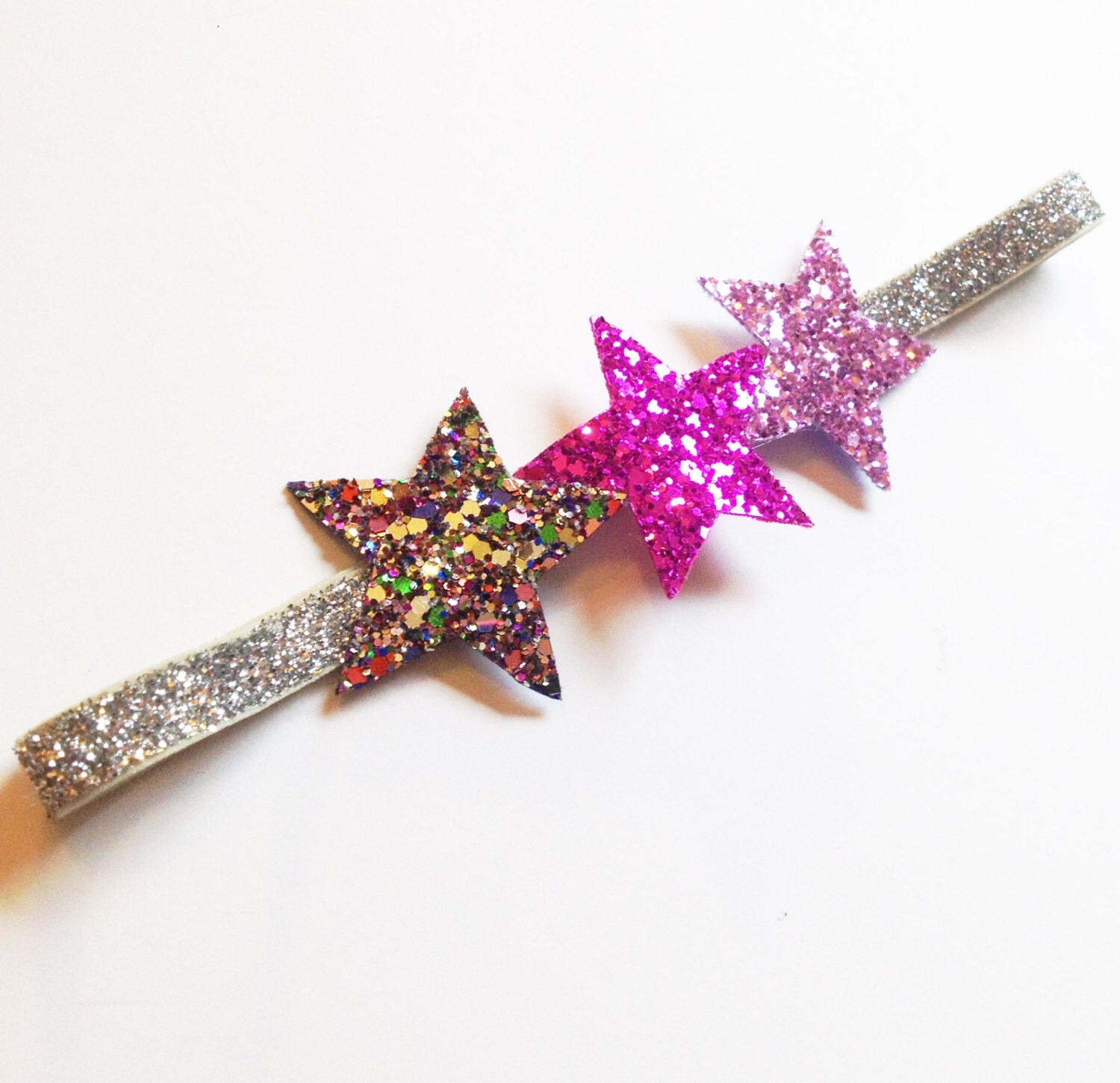 Glitter Star Headband Silver and Pink Sparkle Headband