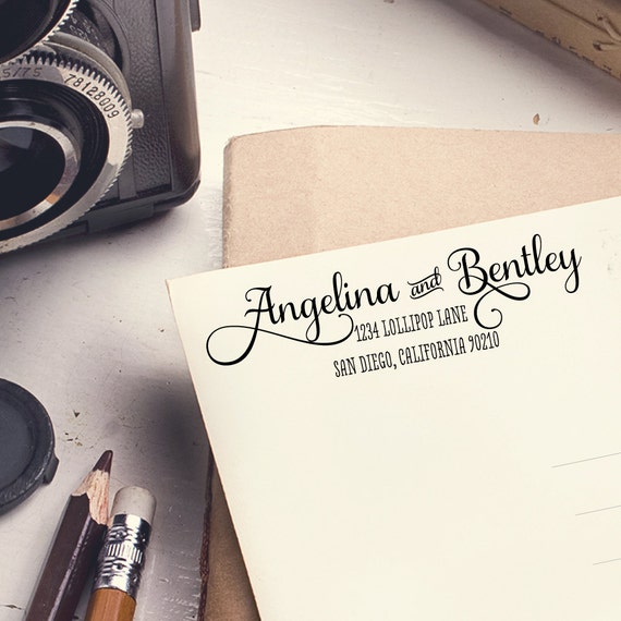 Return Address Stamp - 3" x 1.5" - Address Stamp - Angelina 2