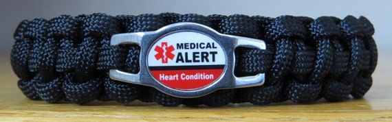 Heart Condition Medical Alert Bracelet, Paracord Bracelet, Medical ...