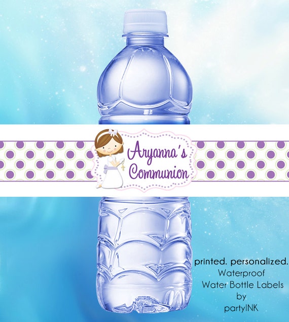 First Holy Communion Waterproof Water Bottle Labels By PartyINK