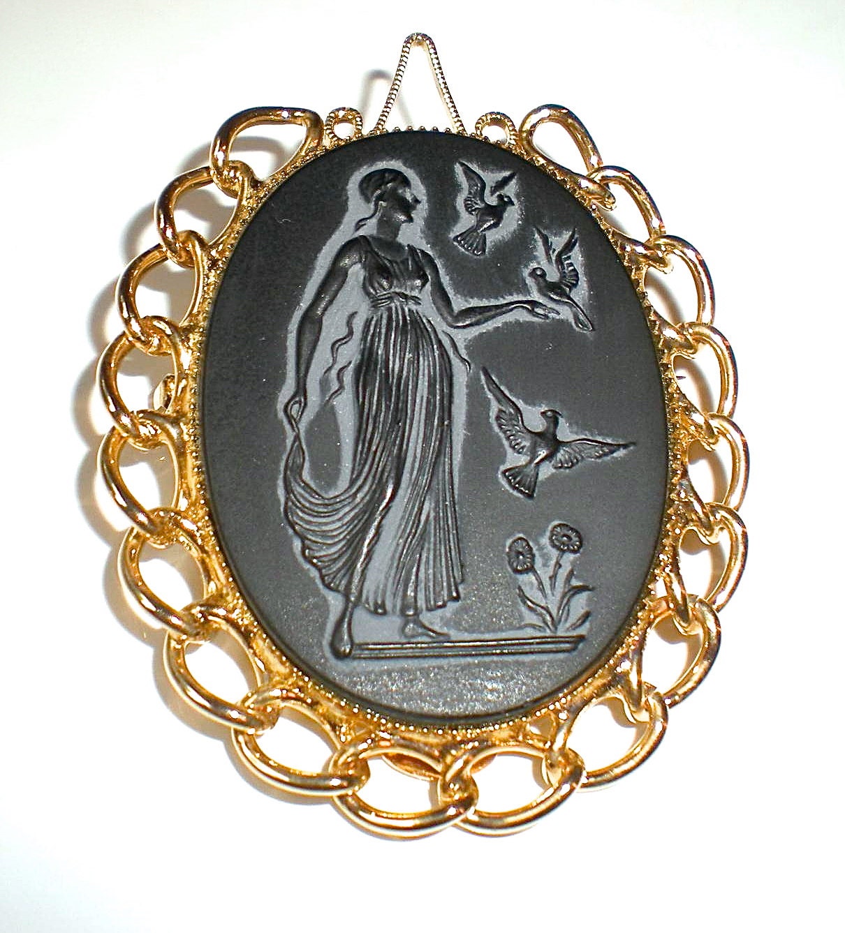 Vintage Mourning Cameo Jewelry Pendant Brooch by silvermoonstars