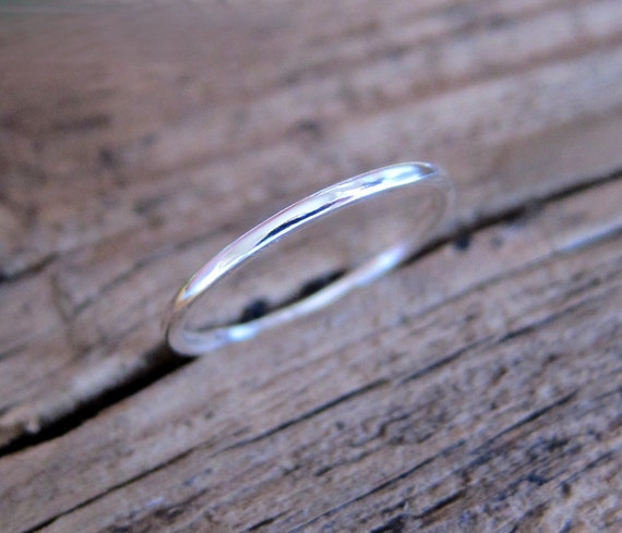 Fine silver ring band. Thin stacking ring, skinny mini smooth ring.