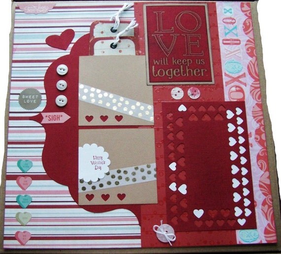 Valentine scrapbook page Premade scrapbooking layout
