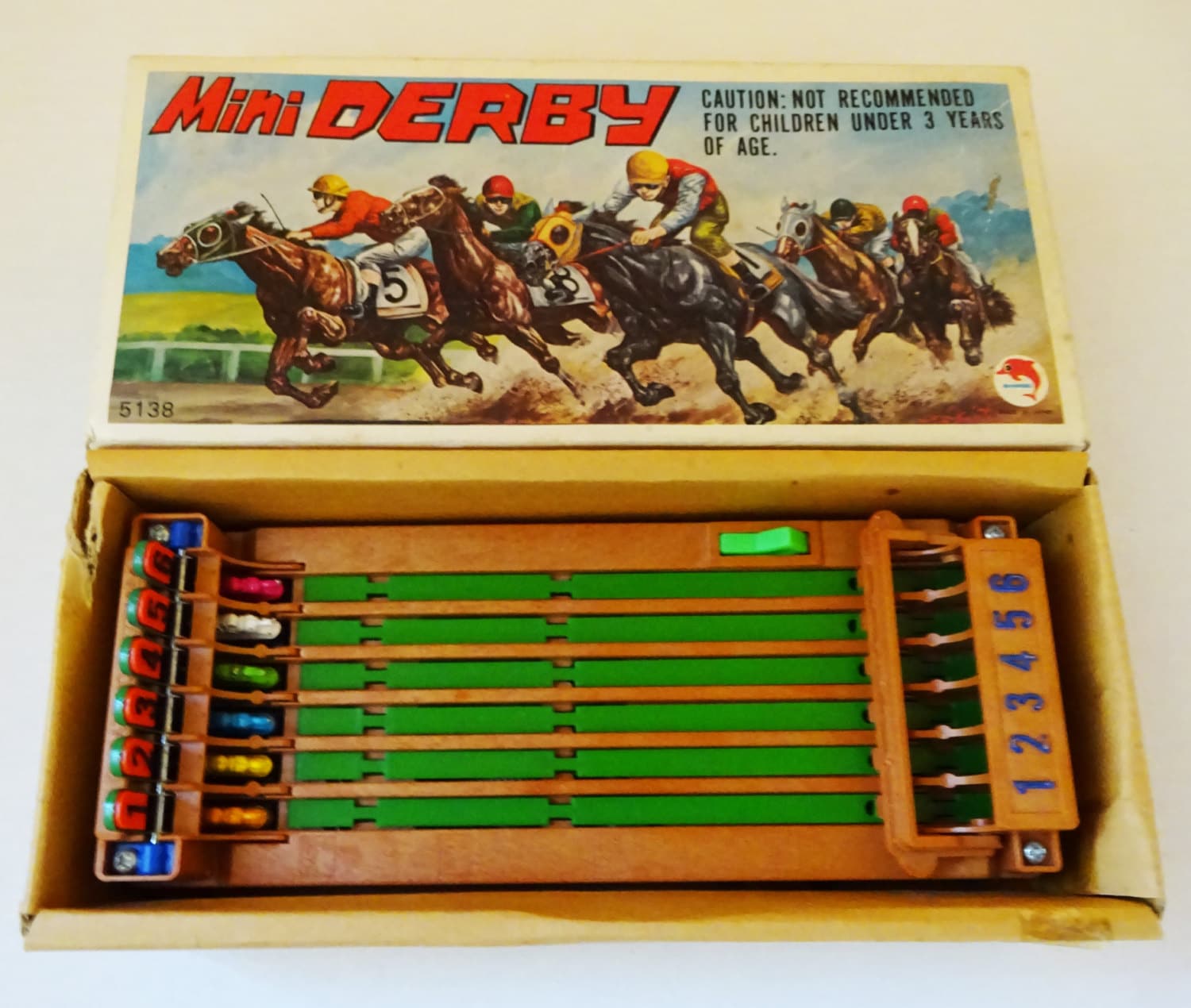 Vintage Mini Derby Horse Racing Game Toy by Shinsei Japan