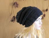 Chunky Slouchy Women Hat Beanie, Knit Beret, Oversized Hat