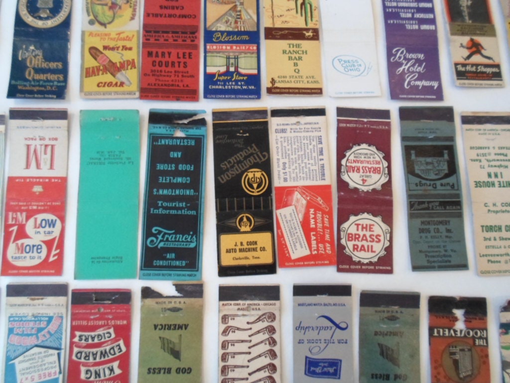 Vintage Matchbook Collection Multi Colored 30 Vintage Graphics