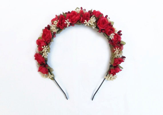 Red Rose Flower Crown Flower Crown Red Rose Crown Floral