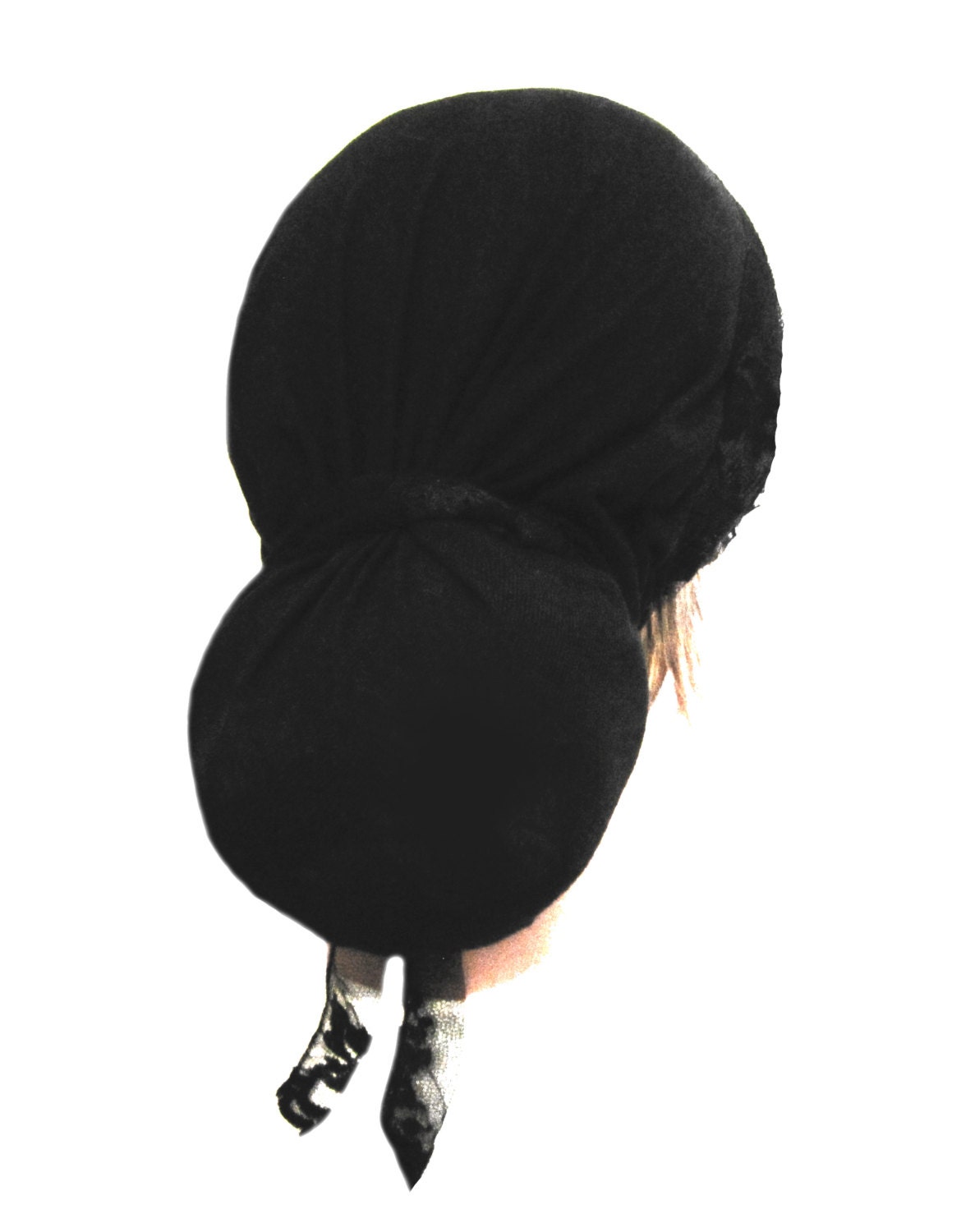 Black Head Scarf Lace Wrap Tichel Pre tied Bandana Chemo Hat