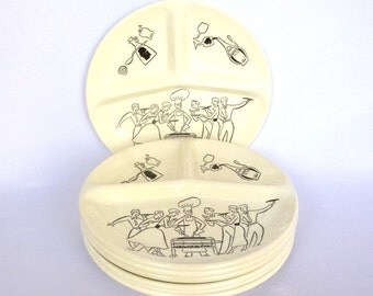 VINTAGE BARBECUE PLATES/ Set of 7
