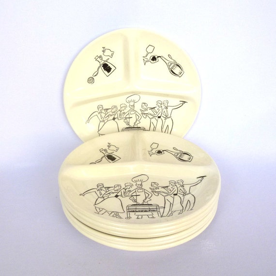 VINTAGE BARBECUE PLATES/ Set of 7