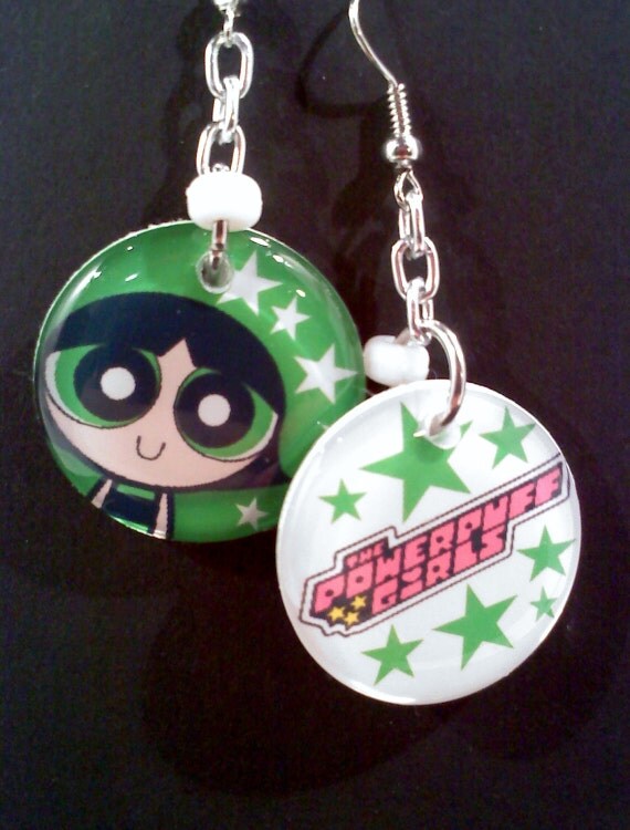 Powerpuff Girls Earrings BUTTERCUP by SweetgyrlDesigns on Etsy
