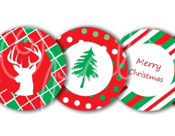 Instant Download Printable Classic Christmas Party Circles Cupcake Toppers Gift Tags Il_570xn