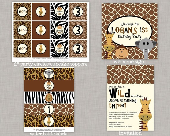 Zoo Birthday, Jungle Birthday, Zoo Decorations, Zoo Party, Printable Il_570xn