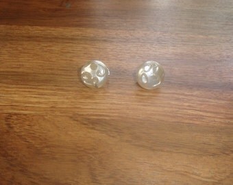 vintage clip on earrings white glass