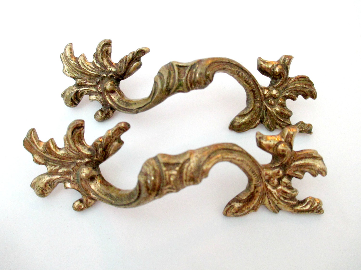 Pairs of Vintage Brass French Provincial Drawer Pulls 3 1/8″ centers