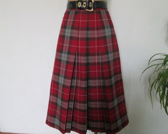 Woolen Skirt / Skirt Vintage / Wool Skirt / Plaid Skirt / Tartan Skirt / Size EUR40 / UK12 / Checkered Skirt
