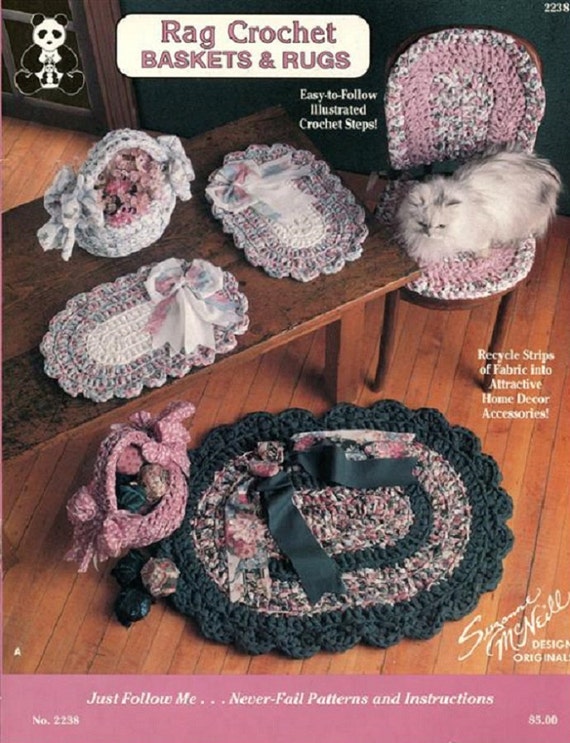 Rag Crochet Baskets & Rugs - Pattern Book To Crochet with Fabric ...