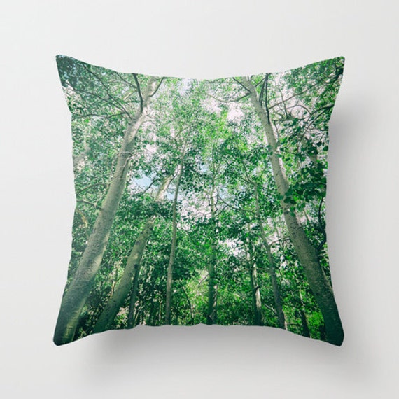 Green Home Decor Aspen Tree Pillow Nature by TanyaHarrisonPhoto