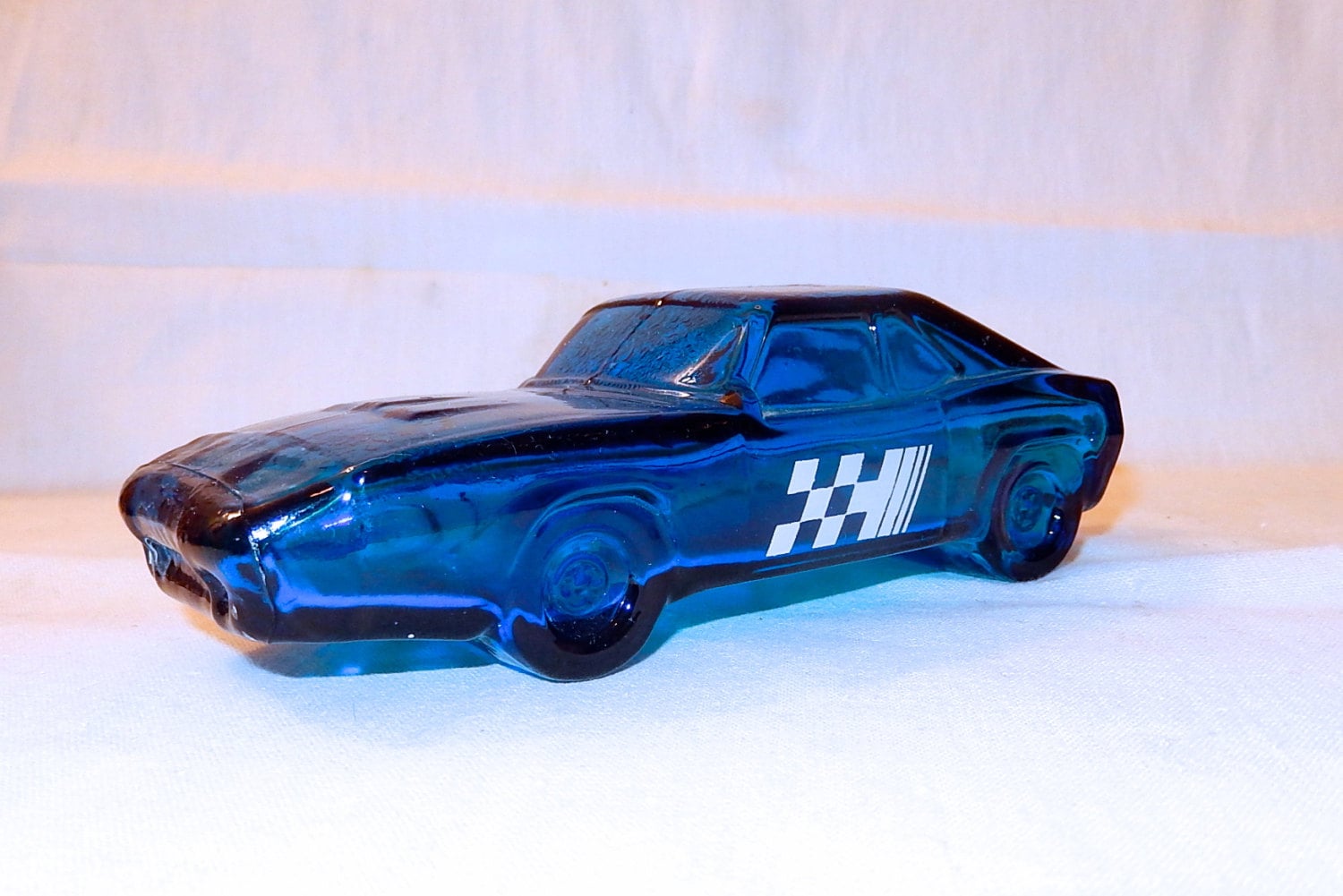 Sports Car Avon NASCAR Cobalt blue glass Race car mens cologne