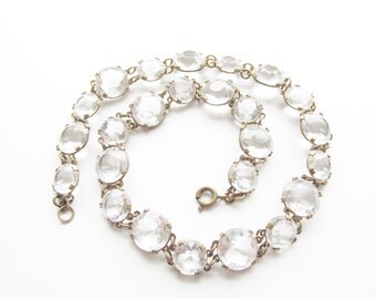 Vintage Art Deco Czech Crystal Necklace 1920s Wedding Bridal