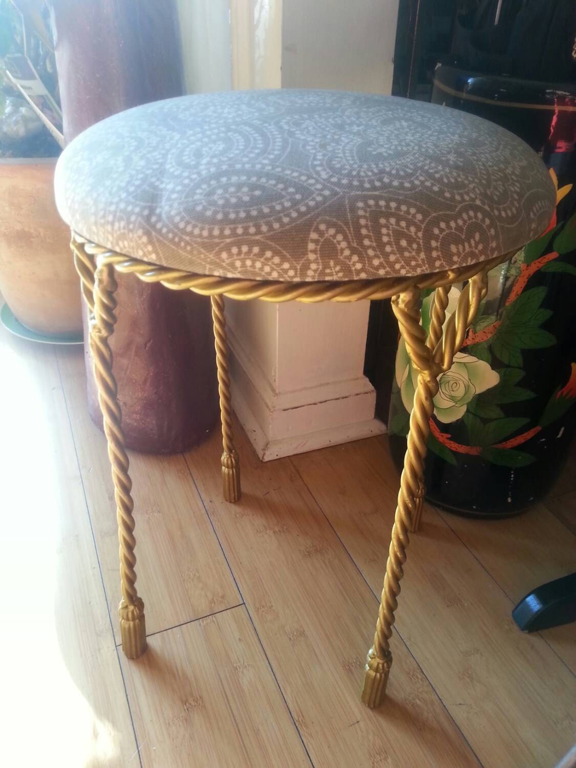 Rope vanity stool. Vanity chair. Gilded metal rope stool Haute Juice